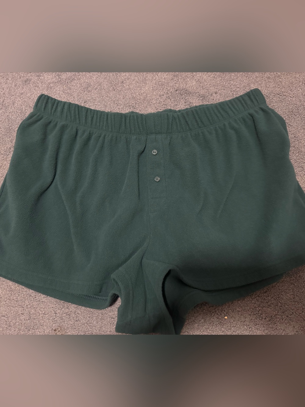 PINK Victoria's Secret Forest Green Fleece Lounge Shorts